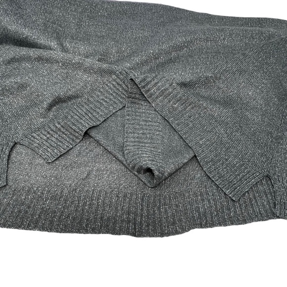 Catherines Silver Gray V Neck Studded Metallic Long Sleeve Sweater Size 0X 16W - Picture 12 of 14